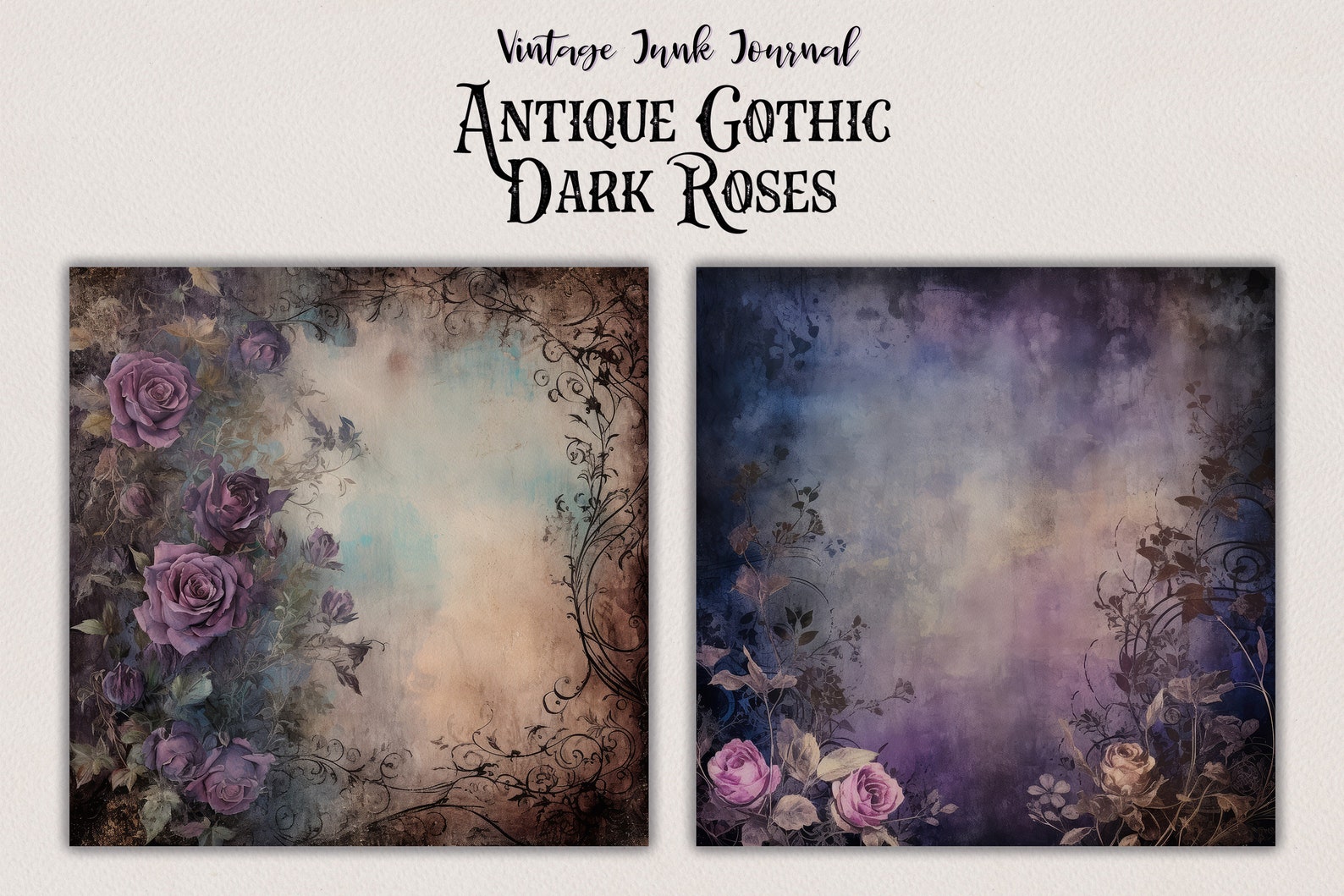 Vintage Gothic Rose Digital Paper Collection Dark Antique Backgrounds ...