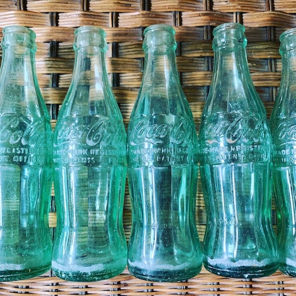 Vintage Coca-Cola Bottle Coke 50s 60s Embossed Antique Green Glass