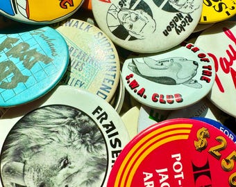 Button Pin Wholesale Lot, HUGE Lot of 50 Buttons Pins, Lot 80's