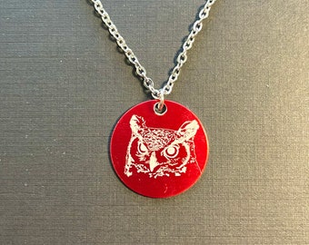 Red Owl Pendant Necklace