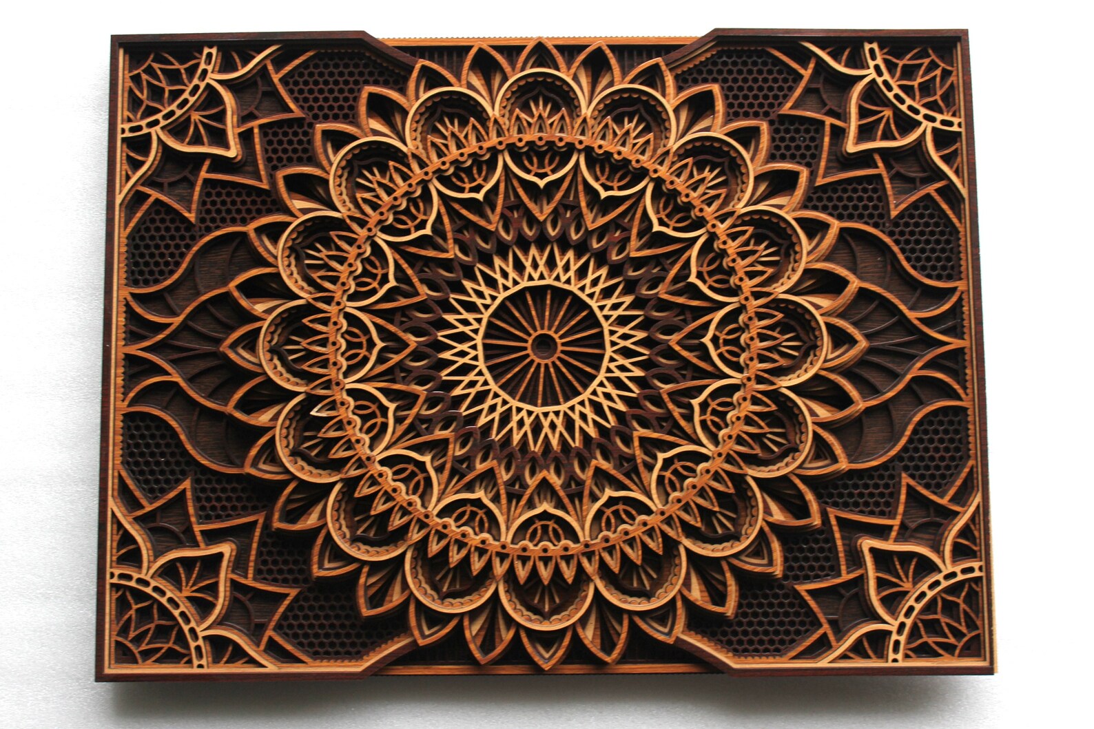 Wood Multi Layer Mandala Honey Comb Laser Cutting Wall Decor Etsy