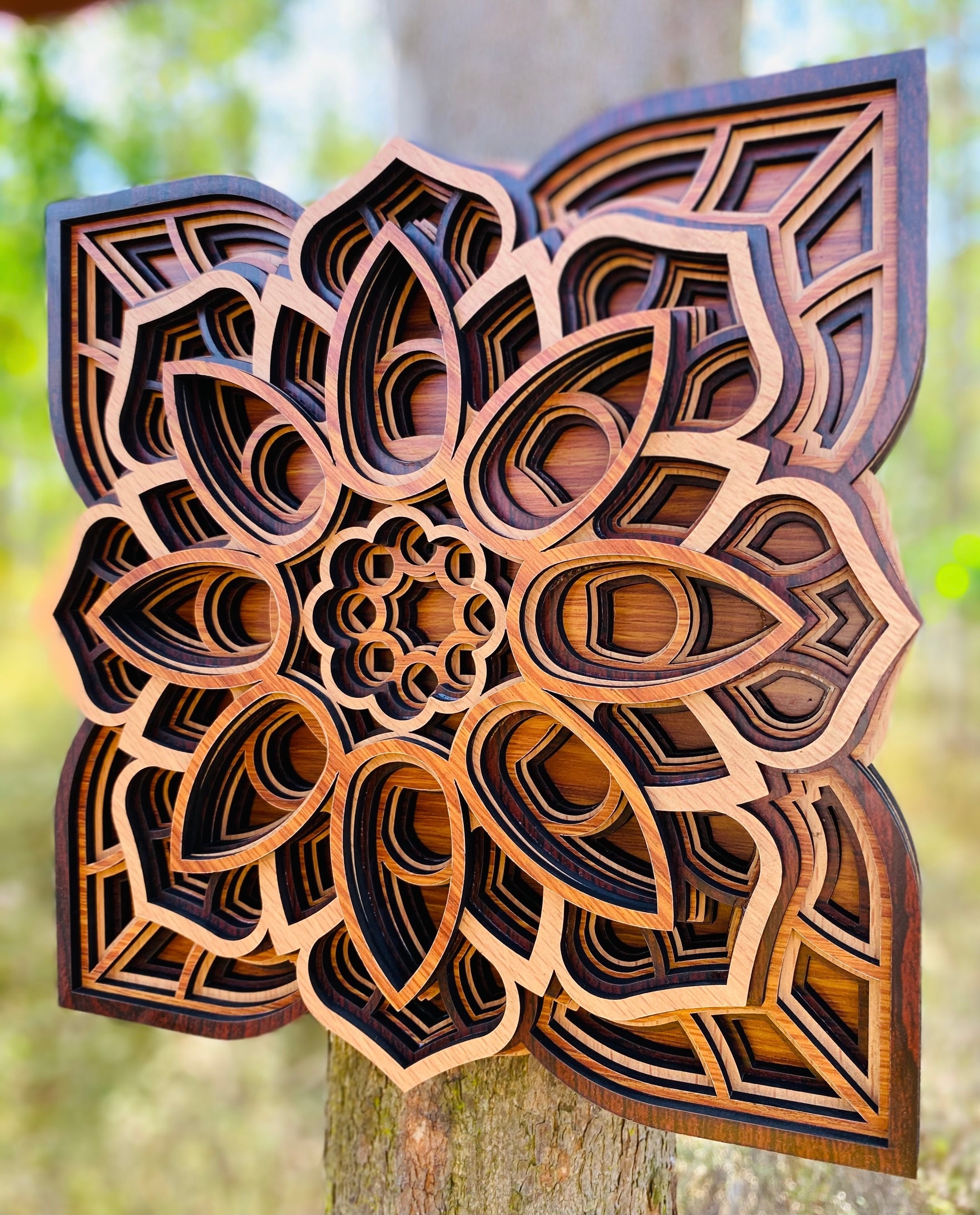 4 Sets of 8inch Wood Multilayer Mandala Wall Décor Etsy