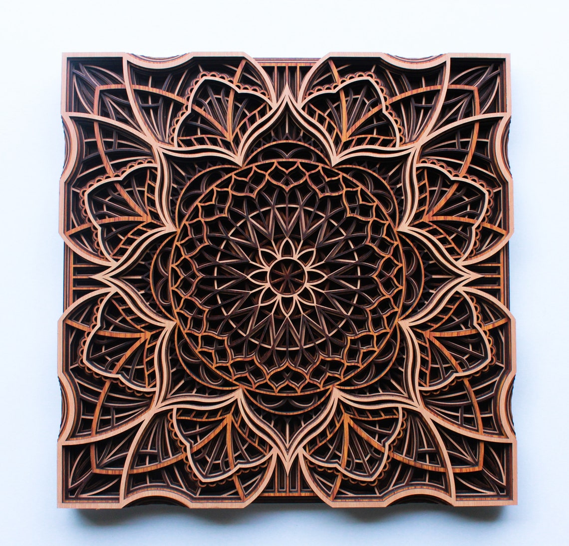 Wood Multi Layer Mandala Laser Cutting Wall Decor for Indoor Etsy