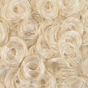 Pale Ash Blonde Curly Nylon Doll Hair for Rerooting Custom Fashion Dolls, 5mm 20mm