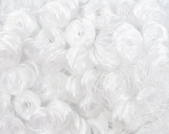 Angel White Curly Nylon Doll Hair for Rerooting Custom Fashion Dolls, 5mm 10mm 20mm