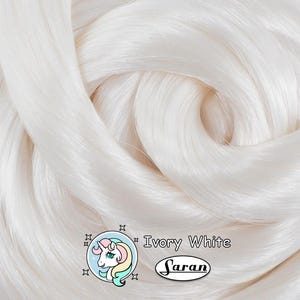 Ivory White Saran Doll Hair for Rerooting Custom Fashion Dolls, 38-Inch
