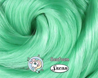 Seafoam Green Saran Doll Hair for Rerooting Custom Fashion Dolls, 38-Inch