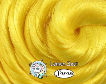 Japanese Saran Doll Hair - Lemon Zest Yellow for Rerooting Custom Fashion Dolls, Doll Rehair, Reroot Tool Rehairing