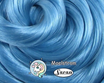 Maelstrom Blue Saran Doll Hair for Rerooting Custom Fashion Dolls, 38-Inch