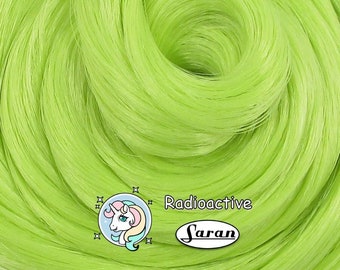 Radioactive Green Saran Doll Hair for Rerooting Custom Fashion Dolls, 38-Inch