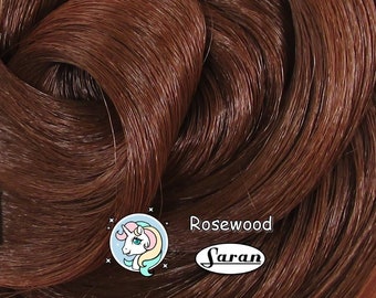 Rosewood Cherry Brown Saran Doll Hair for Rerooting Custom Fashion Dolls, 38-Inch
