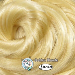 Golden Blonde Saran Doll Hair for Rerooting Custom Fashion Dolls, 38-Inch