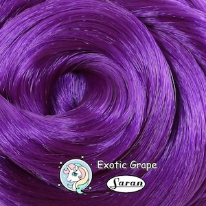 Exotic Grape Purple Saran Doll Hair for Rerooting Custom Fashion Dolls, 38-Inch