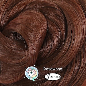 Rosewood Cherry Brown Saran Doll Hair for Rerooting Custom Fashion Dolls, 38-Inch