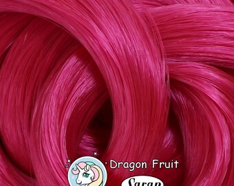 Dragon Fruit Pink Saran Doll Hair for Rerooting Custom Fashion Dolls, 38-Inch