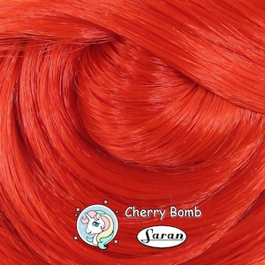Cherry Bomb Red Saran Doll Hair for Rerooting Custom Fashion Dolls, 38-Inch