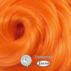 Clementine Orange Saran Doll Hair for Rerooting Custom Fashion Dolls, 38-Inch