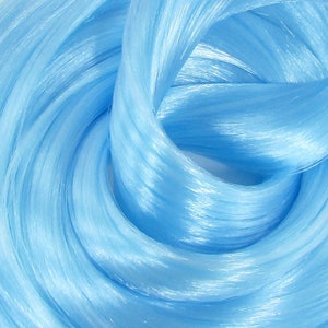 Summer Sky Blue Nylon Doll Hair for Rerooting Custom Fashion Dolls, 38-Inch