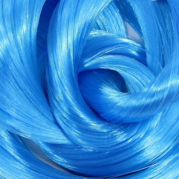 Rainy Dream Blue Nylon Doll Hair for Rerooting Custom Fashion Dolls, 38-Inch