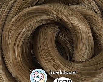 Sandalwood Brunette Brown Saran Doll Hair for Rerooting Custom Dolls, 38-Inch