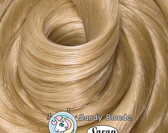 Sandy Blonde Saran Doll Hair for Rerooting Custom Fashion Dolls, 38-Inch