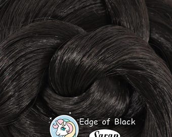 Edge of Black Dark Brunette Saran Doll Hair for Rerooting Custom Fashion Dolls, 38-Inch