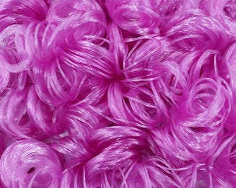 Sugar Plum Purple Curly Nylon Doll Hair for Rerooting Custom Fashion Dolls, 5mm 10mm