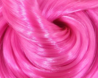Luscious Pink Nylon Doll Hair for Rerooting Custom Fashion Dolls, 38-Inch