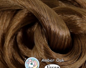 Amber Oak Brunette Brown Saran Doll Hair for Rerooting Custom Fashion Dolls, 38-Inch