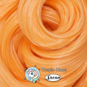 Tropic Haze Orange Saran Doll Hair for Rerooting Custom Fashion Dolls, 38-Inch