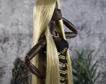 Spun Gold Metallic Nylon Doll Hair for Rerooting Custom Fashion Dolls,  38-Inch