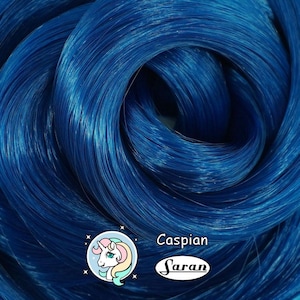 Caspian Blue Saran Doll Hair for Rerooting Custom Fashion Dolls, 38-Inch