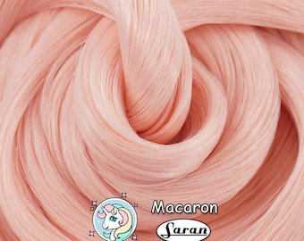 Macaron Pink Saran Doll Hair for Rerooting Custom Fashion Dolls, 38-Inch