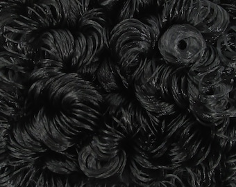 Nightmare Black Curly Nylon Doll Hair for Rerooting Dolls, 5mm 10mm 20mm