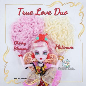 True Love Duo Curly Nylon Doll Hair for Rerooting - Cherry Blossom & Platinum White (1.5oz)