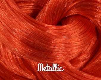 Shimmer Locks Firecracker Red Metallic Nylon Doll Hair for Rerooting, 38-Inch