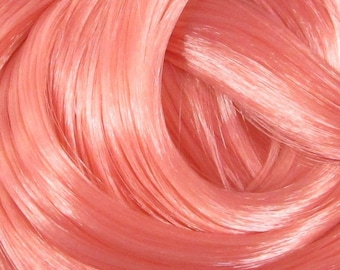 Coral Blush Peach Nylon Doll Hair for Rerooting Custom Fashion Dolls, 38-Inch