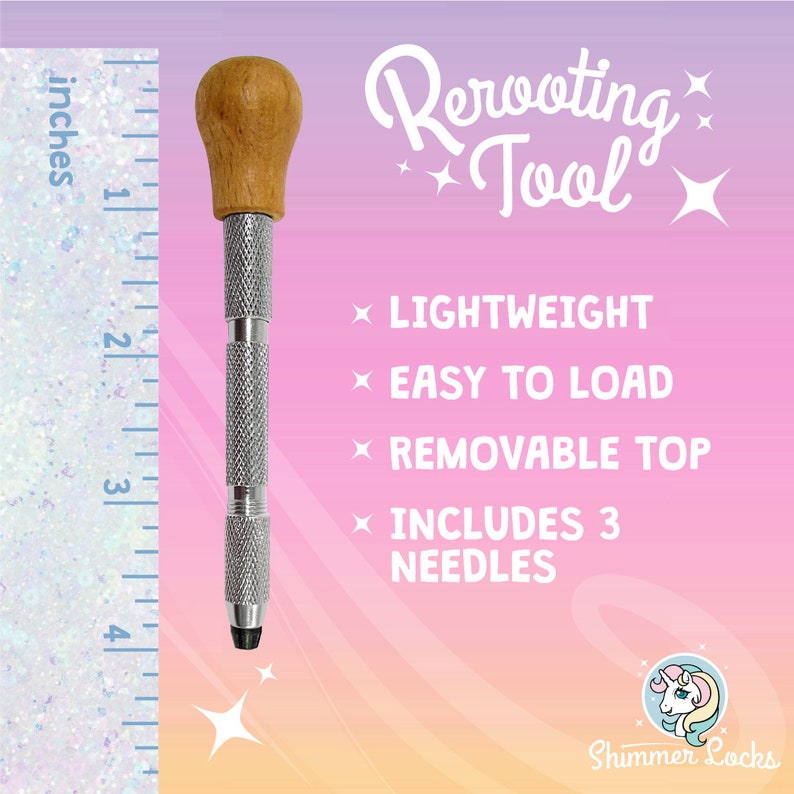 Doll Hair Rerooting Tool and Needles for Custom Dolls, standard 11.5 inch fashion dolls or rehairing and doll restoration.