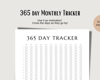 365 Day Tracker Poster | Month | A4 PDF