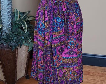 Vintage Colorful Abstract Midi Skirt Size Large / Extra Large