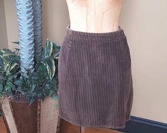 Vintage Y2K Brown Corduroy Wrap Around Mini Skirt Size 5/6 Small