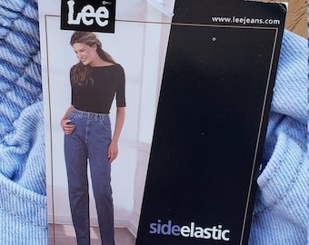NEW! Vintage LEE Side Elastic Mom Jeans_Light Blue Wash_High Rise Waist_Women's Size 12_Fit like 8-10 Medium M_New with tags_Skylite