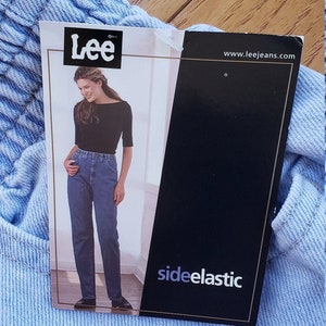 NEW Vintage LEE Side Elastic Mom Jeans_light Blue Wash_high Rise
