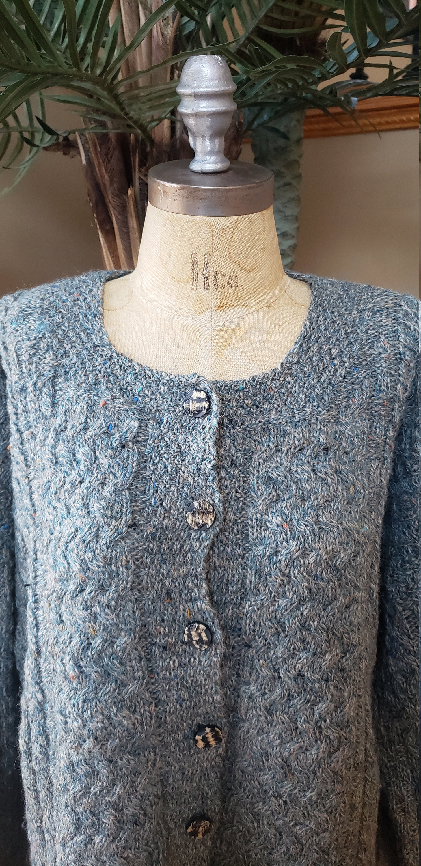 Vintage QUILLS WOOLEN MARKET Wool Cardigan Sweater_ireland_green