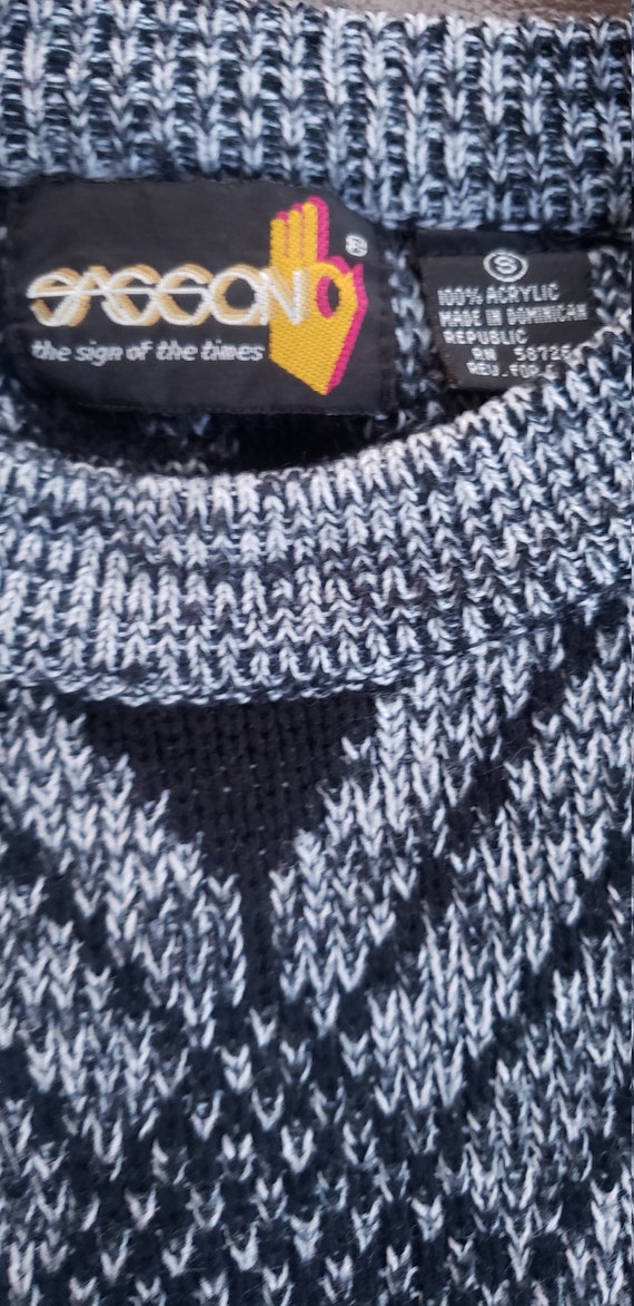 Vintage SASSON Sweater_Black Gray Monochromatic_G… - image 9