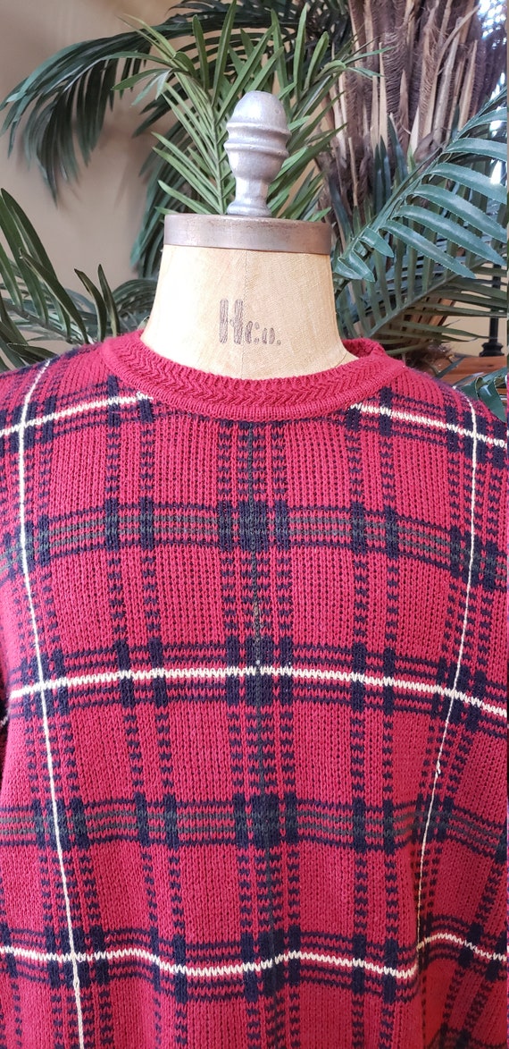 Vintage ROUNDTREE & YORKe Plaid Grandpa Sweater R… - image 2