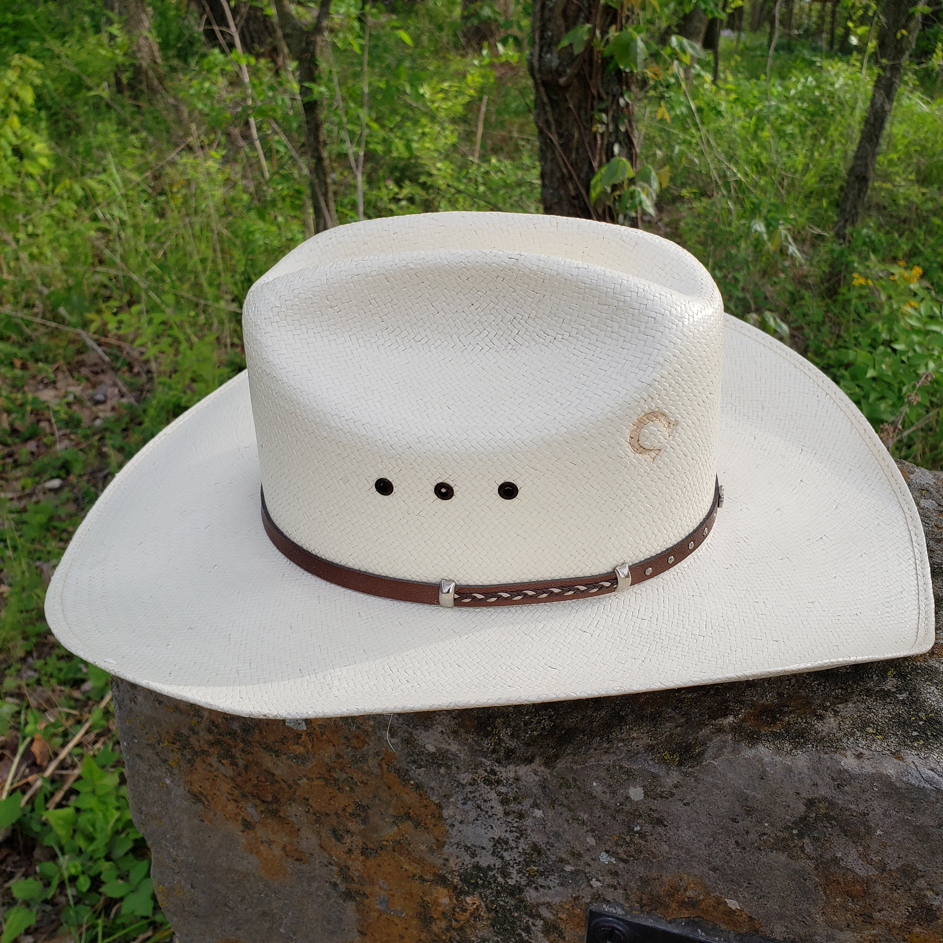 Charlie One Rare Vintage CHARLIE 1 HORSE CO Cowboy Western Hat _hard Straw Leather ...