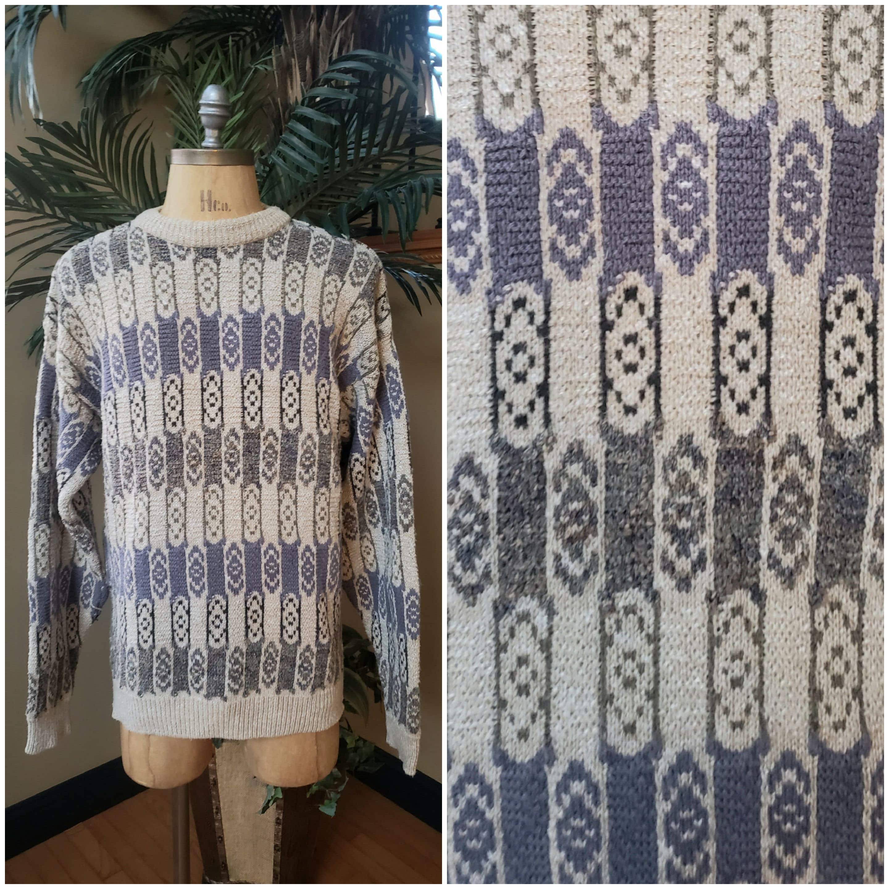 Vintage Chunky Rugged Grandpa Cosby Sweater_geoffrey BEENE_ Beige