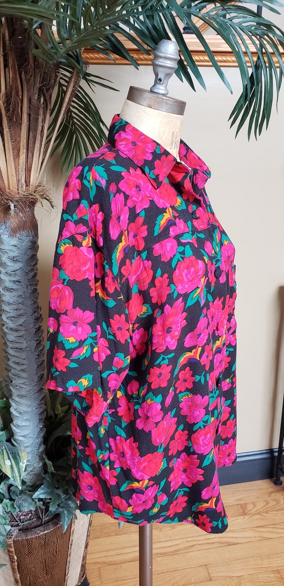 Vintage Women's Floral Shirt Colorful GITANO Butt… - image 5