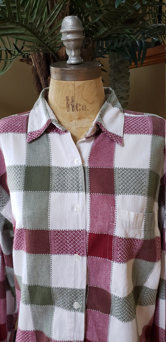Vintage 80's 90's Long Sleeve Plaid Shirt_KEREN H… - image 3